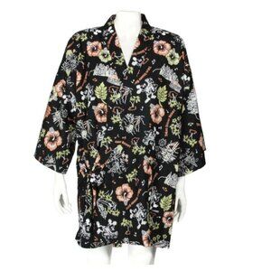 Disney Tokyo Resort Japan Black Mickey Hawaiian Tiki Kimono Robe Size LL /170